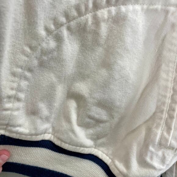 Vintage 90s Van Heusen Men's White Cotton Bomber Jacket Snap Button; Large - Picture 5 of 9